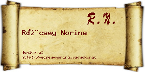 Récsey Norina névjegykártya